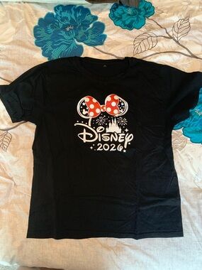 Disney 2026 Black adult Graphic Tee with Red Bow